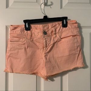 Peach-colored Loft Mid-Rise Shorts